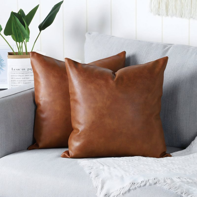 Coussin industriel en cuir marron