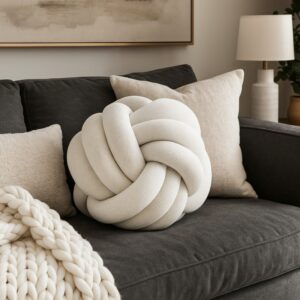 Coussin noeud scandinave blanc