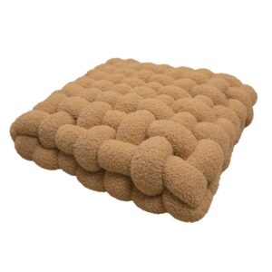 Coussin marron clair carré et tressé