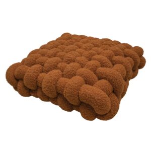 Coussin marron chocolat tressé