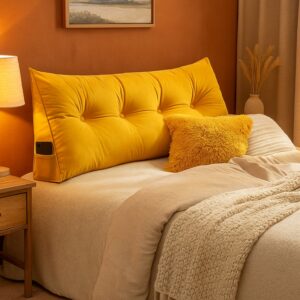 Coussin de tête de lit jaune