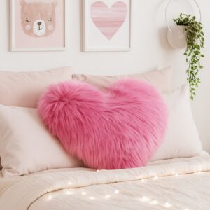 Coussin cœur rose