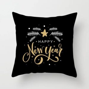Coussin design noir Happy New Year