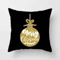 Housse coussin de Noël noir : Boule dorée