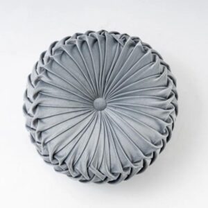 Coussin de sol rond en velours gris