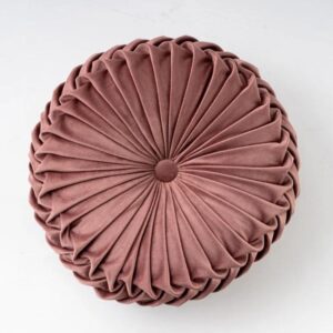 Coussin de sol rond en velours marron - Marron