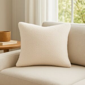 Coussin bouclette blanc