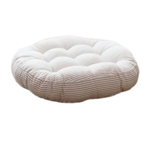 Coussin rond beige à rayures