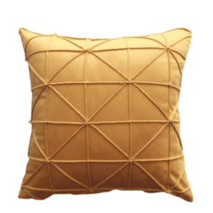 Coussin ocre en velours 3D