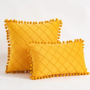 Housse de coussin jaune moutarde