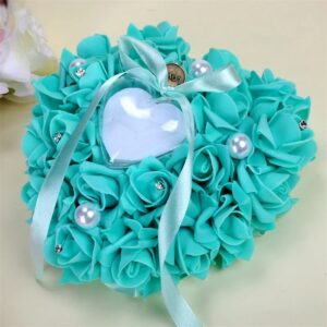 Coussin alliance mariage cœur, plusieurs coloris - Turquoise