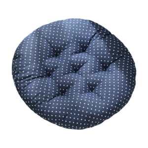 Coussin de chaise rond bleu marine à pois blancs
