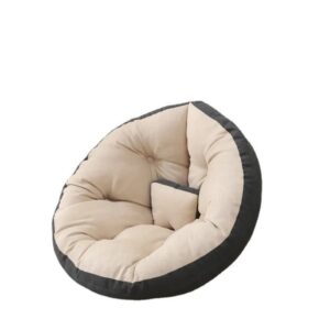 Pouf fauteuil gris blanc