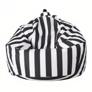 Pouf extérieur imperméable rayé noir et blanc